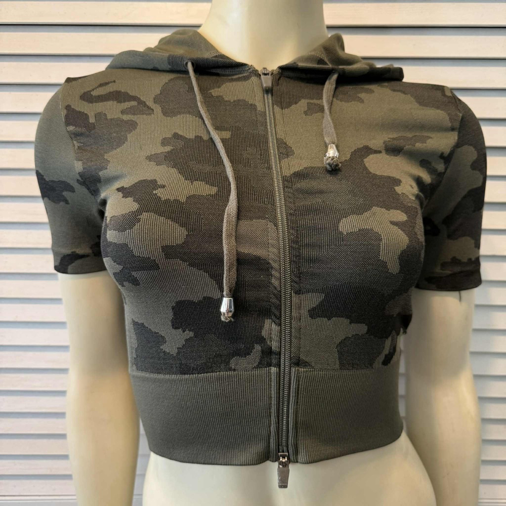 Women's in.motion Green Camo Cropped Hoodie one size